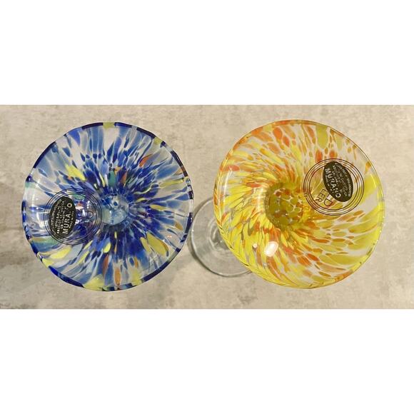 Murano Style Swirled Art Glass Candle Holders, Made in Italy, Set of 2 - Picture 8 of 14